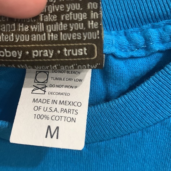 Men’s turquoise short sleeve graphic T-shirt Faith Religious tee by NOW - Picture 3 of 4